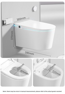 <span class=keywords><strong>WC</strong></span> intelligent <span class=keywords><strong>suspendu</strong></span> de luxe, design monobloc avec fonction bidet, éclairage LED, réservoir encastré, drainage en S pour hôtels et résidences - Product Image 6