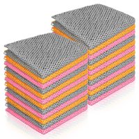 24 pièces filet de lavage de vaisselle en tissu à séchage rapide et anti-rayures chiffon à récurer en 3 couleurs éponges de cuisine et tampons à récurer