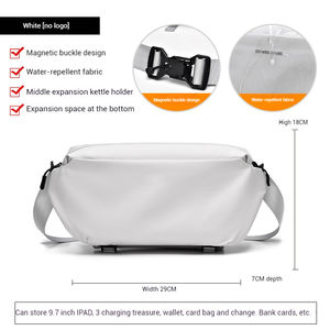 Sac banane sport tendance pour homme avec logo personnalisé, qualité OEM, en nylon imperméable, couleur unie, fermeture éclair - Product Image 6