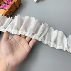 6CM di larghezza eco-friendly poliestere nero bianco plissettato pizzo ricamato accessori indumento colletto gonna polsino abbigliamento - Product Image 3