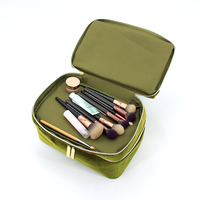 Pochette de maquillage en velours écologique personnalisée de marque, sac de toilette en velours pour cosmétiques, sac de voyage léger, organiseur de beauté de voyage