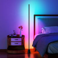 Lampe d'angle au sol, lampe d'angle LED RGB intelligente avec base en marbre pour chambre à coucher, salon, bureau
