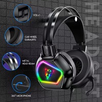 Headset Gaming Kabel RGB G601 dengan Peredam Kebisingan Aktif, Headphone Over Ear dengan Mikrofon untuk PC dan Ponsel