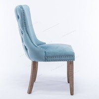 Chaise de salle à manger rembourrée en velours, dossier capitonné avec boutons, garniture à clous, pieds en bois, chaise d'appoint pour cuisine, restaurant, hôtel