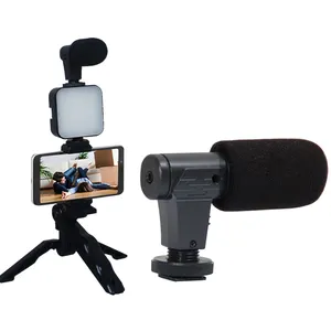 Shotgun Microphone with LED Light Tripod On-camera Microphone Vlog Making Kit AY 49 Vlogging Kit For iPhone