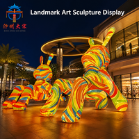 Lanterne géante gonflable en forme de lapin en soie pour l'extérieur, sculpture lumineuse LED moderne et colorée pour parc à thème