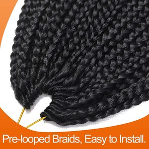 Extensions <span class=keywords><strong>de</strong></span> cheveux synthétiques tressées au crochet, 24 pouces, 144 mèches, double trame machine, pré-bouclées, lot <span class=keywords><strong>de</strong></span> 6, noires, pour femmes - Product Image 2