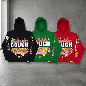 Sudadera con Capucha ALOCS Po up V2 con Estampado de COUGH SYRUP, Tejido de Punto, Diseño Personalizado, Moda Invernal Hip Hop Unisex, 100% Algodón, con Bolsillos - Product Image 3