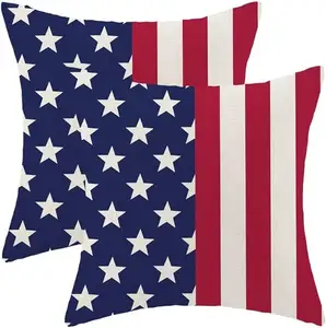 4th của July gối bao gồm 18x18 inch Yêu Nước Mỹ cờ trang trí ném gối bìa ngoài trời lanh trang trại