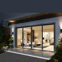 Pintu Geser Aluminium Alloy 3 Rel Anti Maling Mewah Minimalis Modern Berkualitas Tinggi Tugas Berat Kaca Tempered Ganda untuk Ruang Tamu