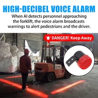 Kit de trabajo LED para evitar la zona roja de 360 °, cámara AI, luz láser anticolisión, sistema de seguridad de montacargas por voz