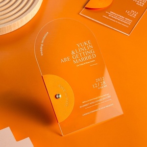 Carte d'invitation de mariage en acrylique à résonance unique - Style créatif haut de gamme européen-<span class=keywords><strong>américain</strong></span> avec illustrations dessinées à la main - Product Image 2