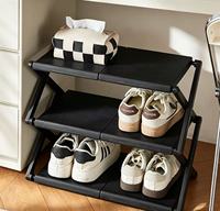 Étagère à chaussures pliable en plastique et métal, sans assemblage, multi-niveaux, pour entrée, couloir, usage domestique