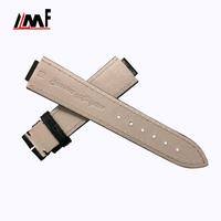 Bracelet de montre de remplacement en cuir noir de qualité supérieure 16 mm semi-mat/alligator pour Ballon Bleu en acier inoxydable