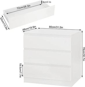 <span class=keywords><strong>Table</strong></span> à <span class=keywords><strong>langer</strong></span> moderne 2-en-1 blanche brillante pour bébé et enfant, avec unité à <span class=keywords><strong>langer</strong></span>, 3 tiroirs et dispositif anti-renversement, MOQ 100 - Product Image 5