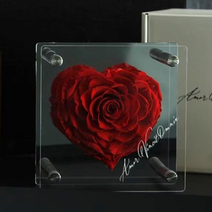 Exclusivo Soporte Acrílico con Rosa Natural Preservada en Caja de Regalo, Regalo para el Día de San Valentín, Adorno de Flores Secas, Detalle Premium - Product Image 1