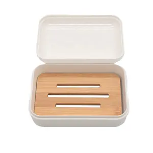 [NO PLASTIC] 2023 New Design Cheap Price Buy Best Natural Bamboo Pretty Neat Soap Dish Holder With Cover Travel Box