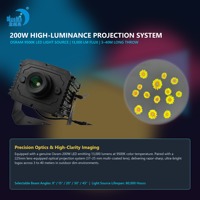 Projecteur de logo Bluemoon 200W IP65 avec DMX512 et angle sélectionnable pour discothèques, théâtres, locations, soirées, DJ, bars
