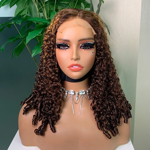 Peluca de cabello humano brasileño-5x5 Frente de encaje sin pegamento Birmano Rizado Cabello virgen crudo Múltiples colores - Product Image 1