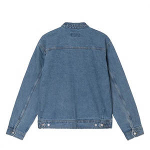 Veste en jean personnalisée pour homme, veste décontractée en coton bleu, fermeture éclair, manteaux en jean OEM - Product Image 2