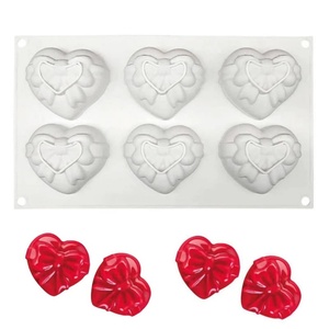 Molde de Silicona para Pastel con Forma de Corazón y Lazo, 6 Cavidades, para Mousse y Postres, Herramienta para Hornear en San Valentín - Product Image 2