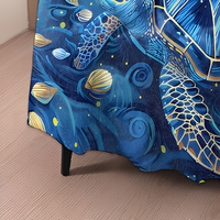 Couverture en polaire douce et confortable en forme de tortue de mer bleue, tapis tricoté pour chambre à coucher, canapé, camping