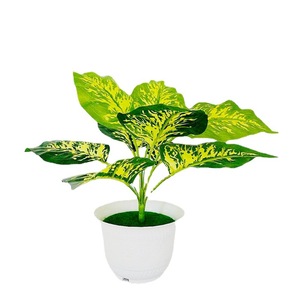 Plante verte artificielle en pot, bonsaï à neuf têtes jaunes tachées, décoration d'intérieur, accessoires de mariage - Product Image 5