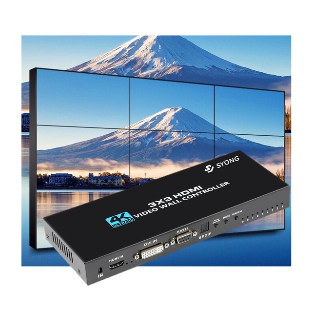SYONG 3x3 2x4 4x2 HDMI DVI VGA USB Video Processor with RS232 Control for 9 TV Splicing 9 Channel Video Wall Controller