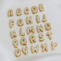 Collar LiCai con Colgante de Corazón Halo con Piedra de Nacimiento e Iniciales de la A a la Z, Mini Letras Tipo Burbuja Iced Out DIY para Personalizar Nombre para Mujer