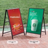 Panneau publicitaire pliable d'extérieur résistant au vent en fer, support de porte en A, panneau d'affichage vertical sur pied