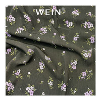 WI-B05 Maßgeschneidertes Blumendesign Digitaldruck Hochwertiger Leichter 100% Polyester Schwarzgrüner Knitter-Chiffon-Stoff für Mädchen