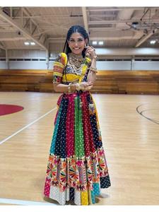 Traditional Heavy Muslin Cotton Digital Printed <b>Lehenga</b> Choli Dupatta Set with Real Mirror Work for <b>Women</b> Festive Celebrations - Product Image 4