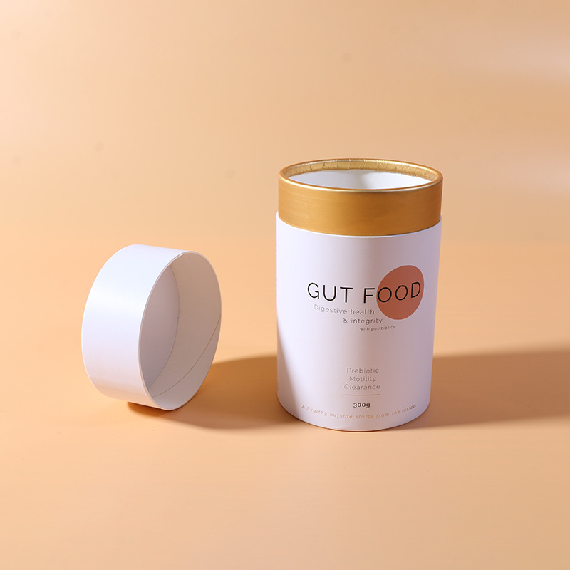 Eco Friendly Food Grade Round Kraft Paper Tube Gift Box Mailing Tube with Lids Customized Label Nut Cookie Biscuit Vanishing