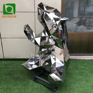 Sculpture personnalisée d'ours en acier inoxydable pour maman et enfant Statue d'animal en métal - Product Image 3
