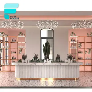 New Arrival Mall Kiosk Furniture Shop Fixture Beauty Interior Showroom Cabinet Wood Retail Vitrine Cosmetic Display Design