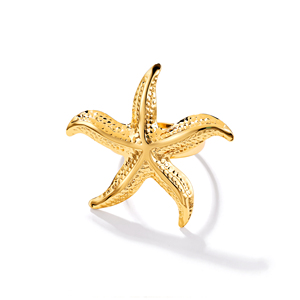 HOVANCI Summer Bohemia Style <strong>Gold</strong> Plated Stainless Steel Women's Jewelry <strong>Ring</strong> Shell Starfish Adjustable Open <strong>Cocktail</strong> <strong>Ring</strong> - Product Image 4