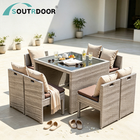 Ensemble de mobilier de terrasse moderne en aluminium 2026, pliable, léger et durable, 5 pièces, pour hôtels et bistrots, chaises et table de loisirs d'extérieur