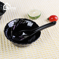 Service de table noir populaire en gros, vaisselle en verre opale, service de table 33 pièces pour la table à domicile, service de table noir opale de luxe avec fleurs