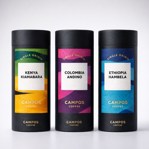 ฉลากกาแฟแบบกำหนดเอง ฉลากกันน้ำสำหรับฝาและด้านข้าง พิมพ์ลายฟอยล์สีทองเมทัลลิก สำหรับบรรจุภัณฑ์หลอด/กระปุกกระดาษแข็ง - Product Image 3