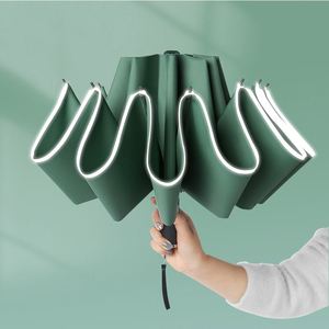 Inverse <b>Windproof</b> Three Folding Reverse With Reflective Stripe Auto Open and Close <b>Umbrella</b> 10 Ribs - Product Image 1