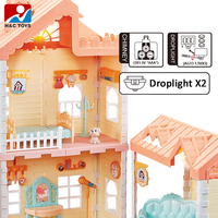 Set Perabot Rumah Boneka Mainan dengan Lampu dan Semprotan Mini Villa Mainan untuk Rumah Boneka Mewah