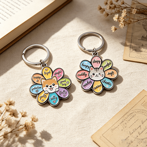 Llavero <span class=keywords><strong>de</strong></span> Metal Personalizado <span class=keywords><strong>de</strong></span> Alta Calidad con Diseño <span class=keywords><strong>de</strong></span> Gato, Perro y Flor, Bañado en Níquel, Esmalte Suave, para Llaves <span class=keywords><strong>de</strong></span> Coche - Product Image 3