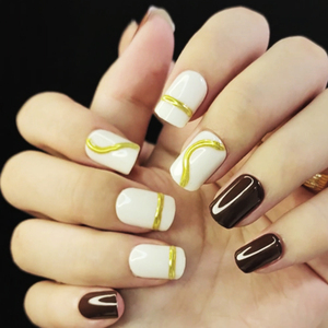 Presse carrée courte sur les ongles vendeur couverture complète automne <span class=keywords><strong>hiver</strong></span> conceptions faux ongles beauté 3d fait à la main faux ongles coller sur - Product Image 3