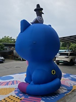 QIQU Mascotte gonflable géante de chat bleu de dessin animé, 4m, imperméable, durable, enduite de PU 210D, certifiée CE, pour événements publicitaires en extérieur