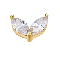 Clous de lèvre classiques pour enfants Eternal Metal en or massif 14K avec zircon en forme de feuille, à enfiler, pour mariage et fiançailles