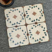 Carreaux de sol et de mur en porcelaine à motif floral artistique de style marocain rustique 200x200, finition mate