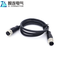 Connecteur ZLconnector étanche femelle M12 3 broches à tête droite double face IP67 en laiton plaqué or moulé pour usage industriel