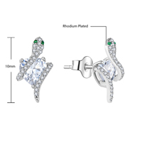Offre Spéciale : Parure de Bijoux Femme en Argent Sterling 925 avec Pendentif Serpent Brillant CZ et Boucles d'Oreilles Clous Pierre de Naissance
