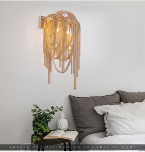 MEEROSEE <span class=keywords><strong>Italia</strong></span> Eclairage mural à pompons avec chaîne en aluminium Lampe murale pour hôtel Salon Chambre à coucher Support de lumière Appliques murales MD83101 - Product Image 3