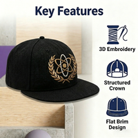 Gorra Snapback de Moda con Visera Plana, Bordado 3D Personalizado, 6 Paneles, Estilo Deportivo, para Exteriores, Hip Hop, Venta al por Mayor